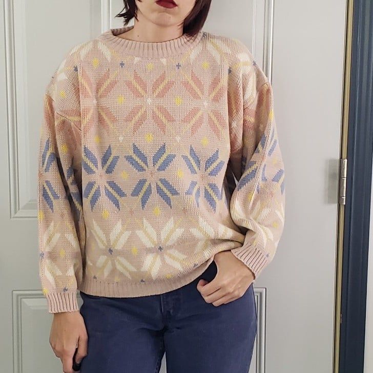 80s Pink And Blue Sweater